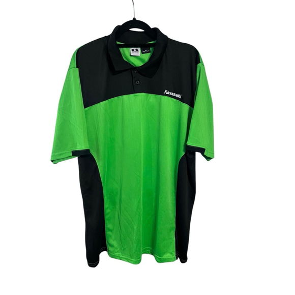 Kawasaki Short Sleeve Polo Golf Shirt Size 3X Motorcycle Dirt Bike Green Casual - Picture 1 of 6